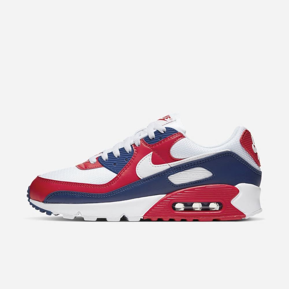 Sneakers Nike Air Max 90 Blanche 6514-830 White/Obsidian/University Red/White Homme | PUF-27907656